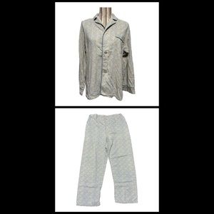 Vintage pajamas set pants long sleeve button striped plaid large